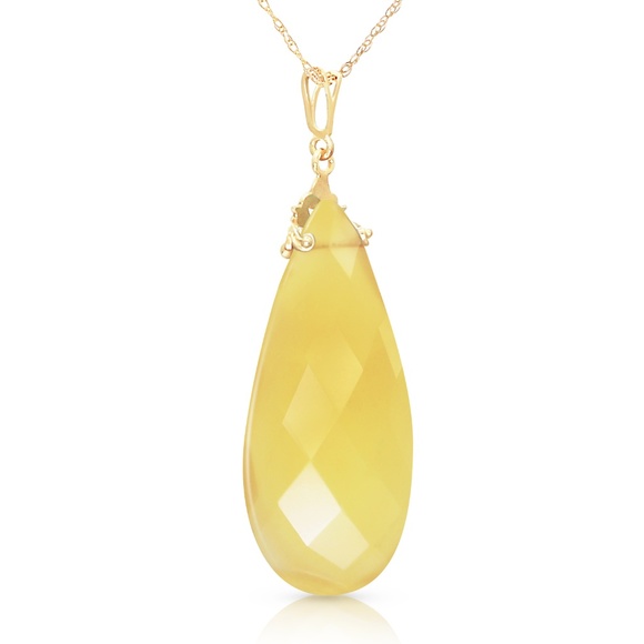 14K. SOLID GOLD NECKLACE WITH YELLOW ONYX - Picture 2 of 7